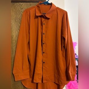 Shein Curve Burnt orange button down dress blouse. 1XL, NWOT